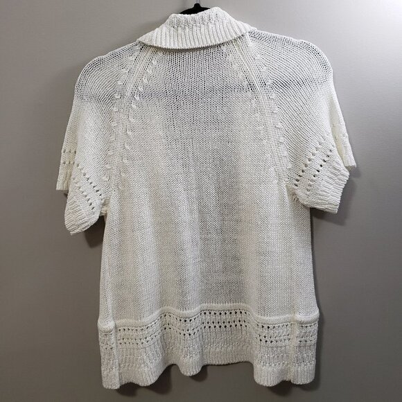 Denver Hayes * Cream Short Sleeve Cardigan * Sz Lg - Picture 3 of 9